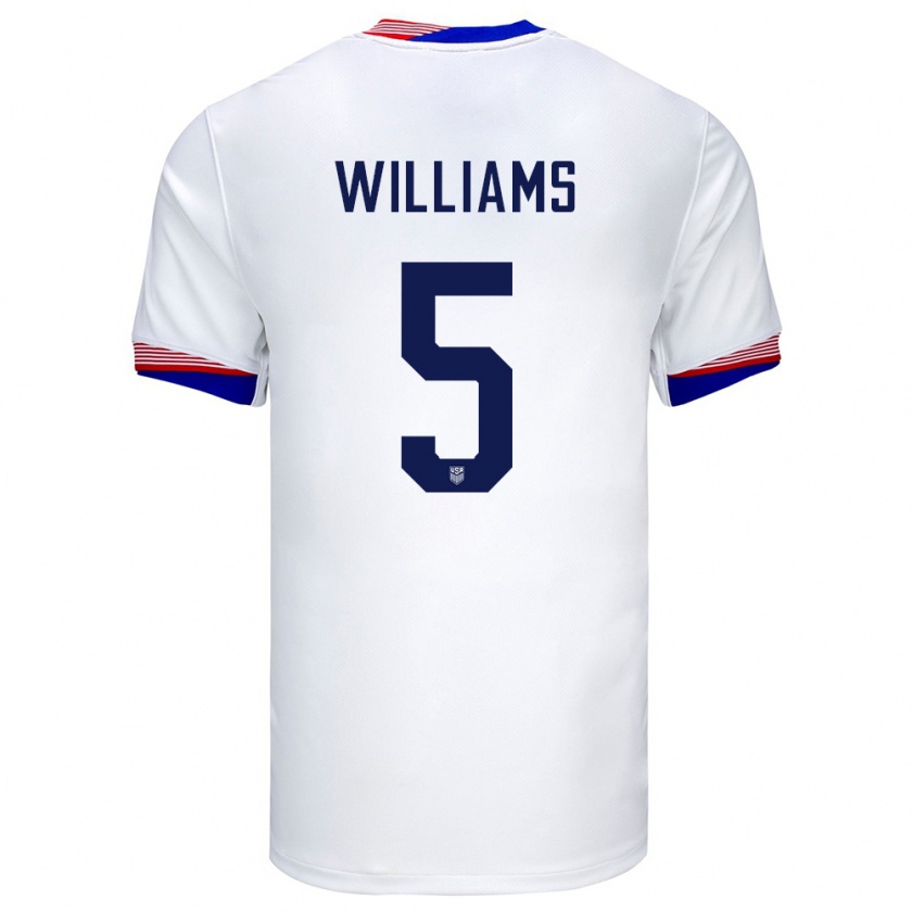 Kandiny Hombre Camiseta Estados Unidos Thomas Williams #5 Blanco 1ª Equipación 24-26 La Camisa Chile