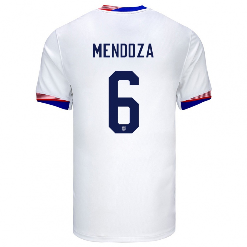 Kandiny Hombre Camiseta Estados Unidos Edwyn Mendoza #6 Blanco 1ª Equipación 24-26 La Camisa Chile