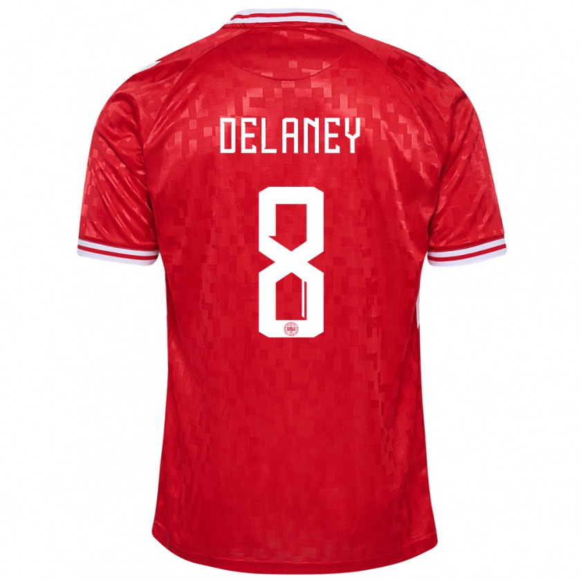 Kandiny Hombre Camiseta Dinamarca Thomas Delaney #8 Rojo 1ª Equipación 24-26 La Camisa Chile