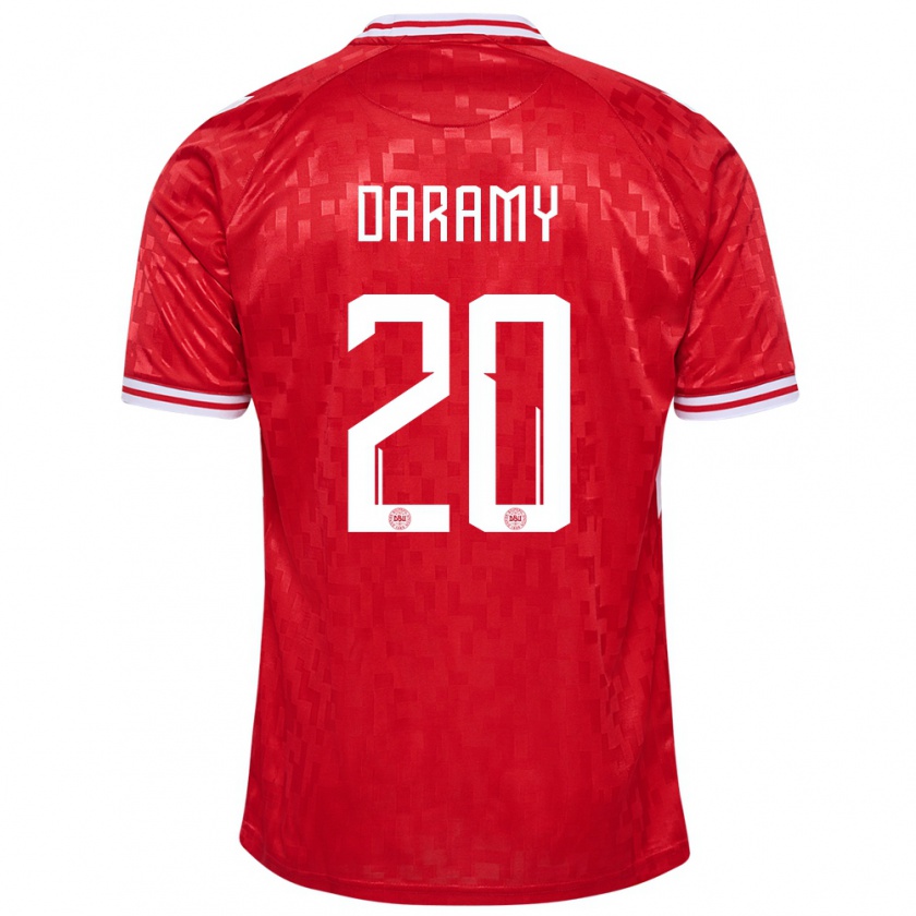 Kandiny Hombre Camiseta Dinamarca Mohamed Daramy #20 Rojo 1ª Equipación 24-26 La Camisa Chile