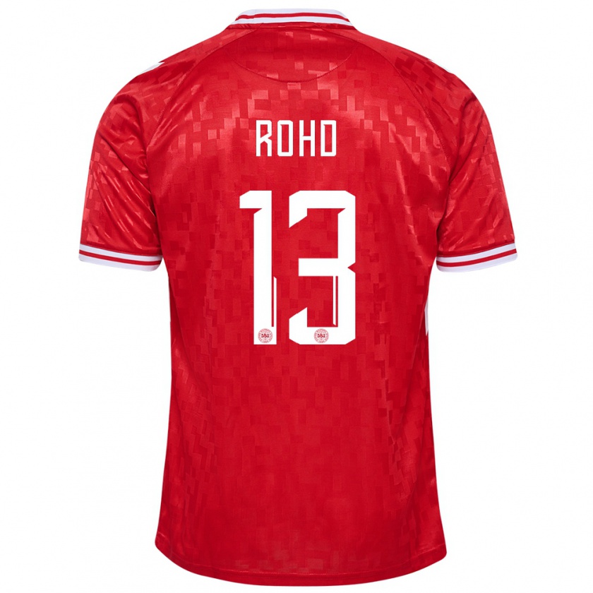 Kandiny Hombre Camiseta Dinamarca Emil Rohd #13 Rojo 1ª Equipación 24-26 La Camisa Chile