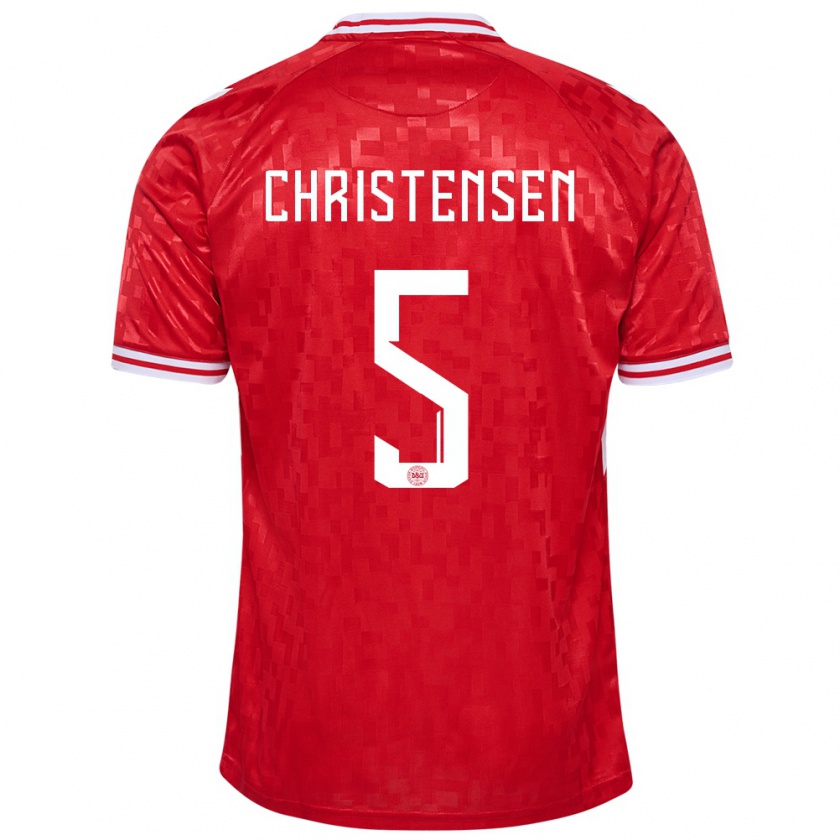 Kandiny Hombre Camiseta Dinamarca Aske Christensen #5 Rojo 1ª Equipación 24-26 La Camisa Chile