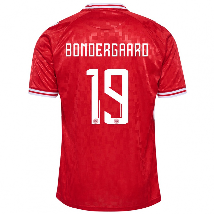 Kandiny Hombre Camiseta Dinamarca Asbjorn Bondergaard #19 Rojo 1ª Equipación 24-26 La Camisa Chile