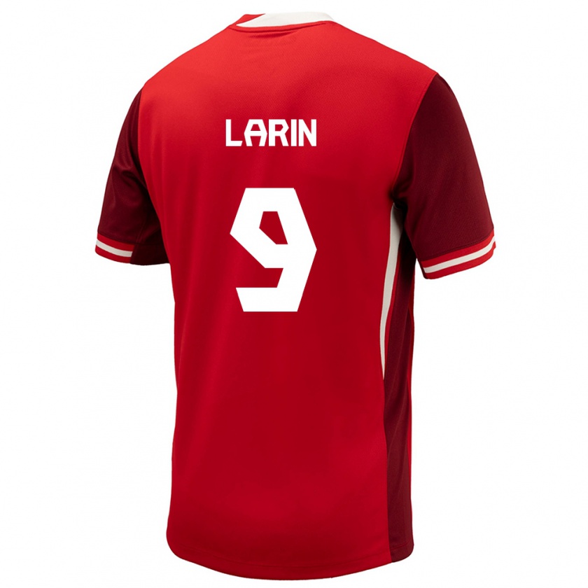 Kandiny Hombre Camiseta Canadá Cyle Larin #9 Rojo 1ª Equipación 24-26 La Camisa Chile