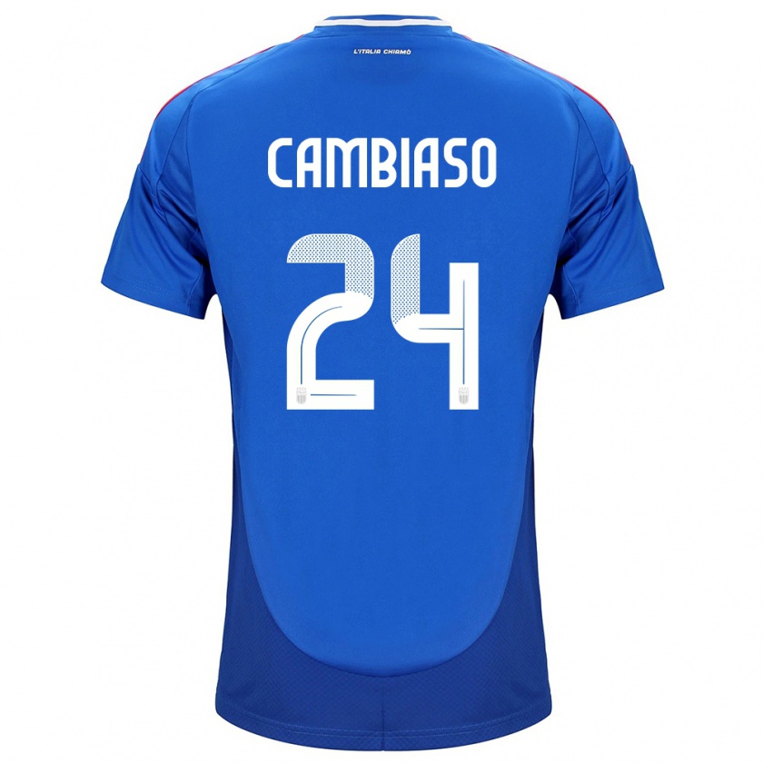 Kandiny Hombre Camiseta Italia Andrea Cambiaso #24 Azul 1ª Equipación 24-26 La Camisa Chile