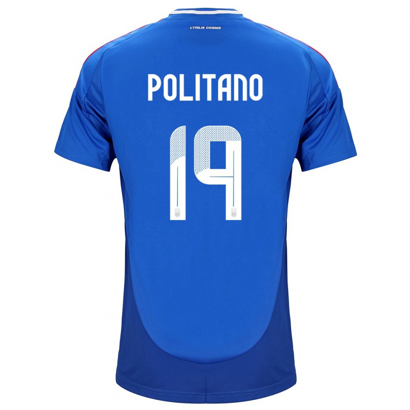 Kandiny Hombre Camiseta Italia Matteo Politano #19 Azul 1ª Equipación 24-26 La Camisa Chile