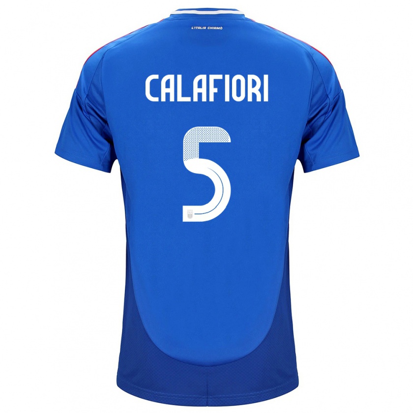 Kandiny Hombre Camiseta Italia Riccardo Calafiori #5 Azul 1ª Equipación 24-26 La Camisa Chile