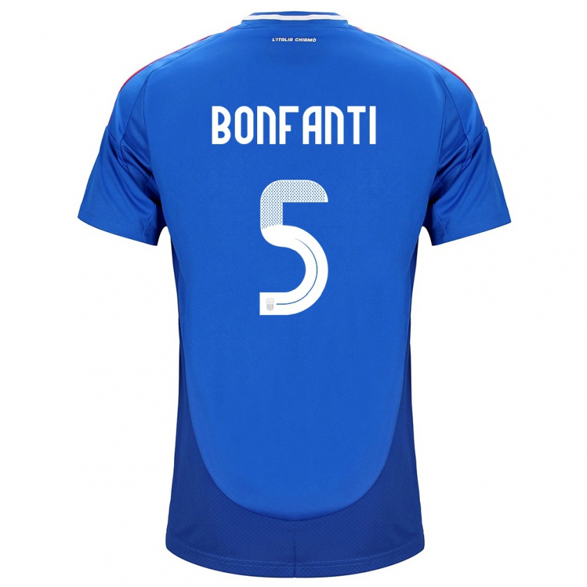 Kandiny Hombre Camiseta Italia Giovanni Bonfanti #5 Azul 1ª Equipación 24-26 La Camisa Chile