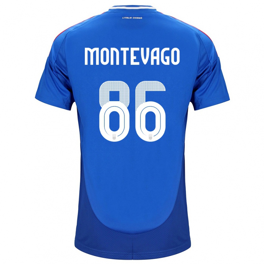 Kandiny Hombre Camiseta Italia Daniele Montevago #86 Azul 1ª Equipación 24-26 La Camisa Chile