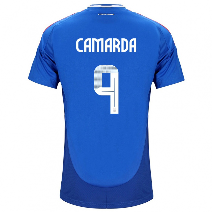 Kandiny Hombre Camiseta Italia Francesco Camarda #9 Azul 1ª Equipación 24-26 La Camisa Chile