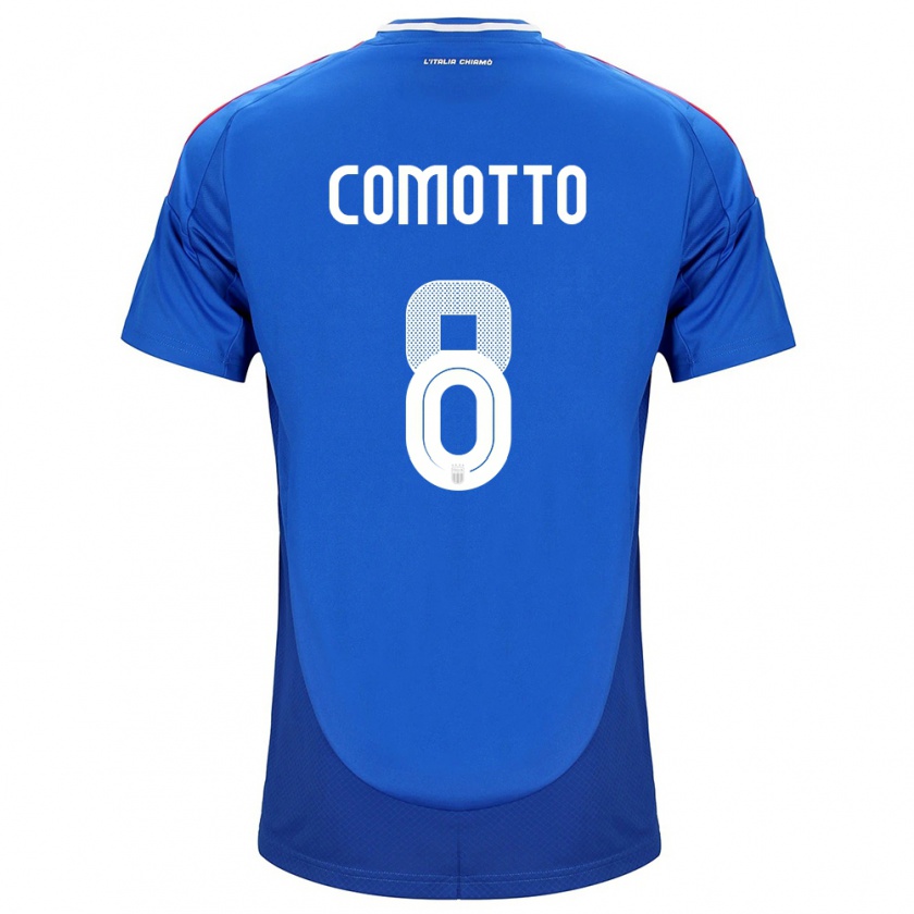 Kandiny Hombre Camiseta Italia Christian Comotto #8 Azul 1ª Equipación 24-26 La Camisa Chile