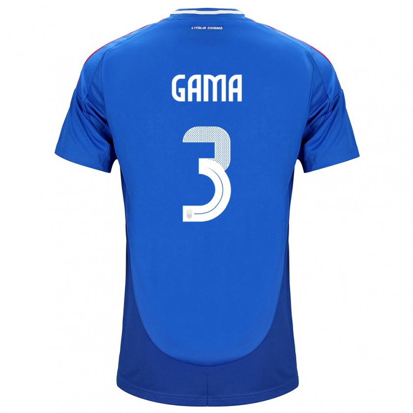 Kandiny Hombre Camiseta Italia Sara Gama #3 Azul 1ª Equipación 24-26 La Camisa Chile