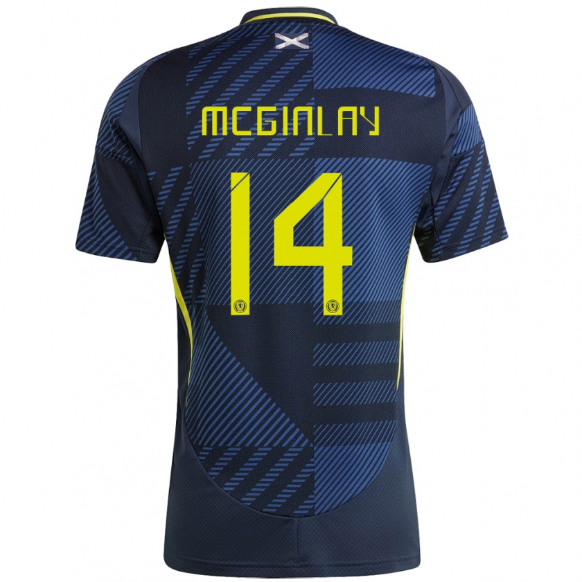 Kandiny Hombre Camiseta Escocia Aiden Mcginlay #14 Azul Oscuro 1ª Equipación 24-26 La Camisa Chile