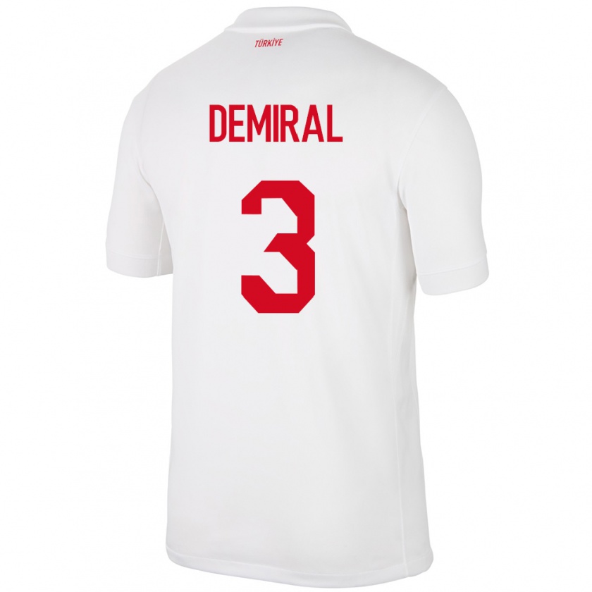 Kandiny Hombre Camiseta Turquía Merih Demiral #3 Blanco 1ª Equipación 24-26 La Camisa Chile