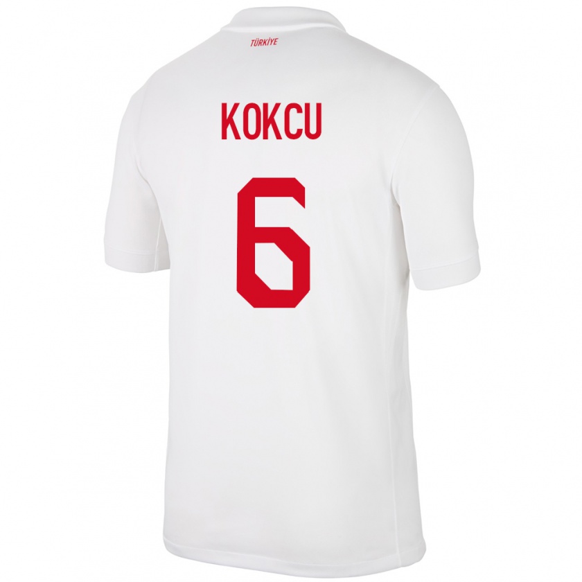 Kandiny Hombre Camiseta Turquía Orkun Kökçü #6 Blanco 1ª Equipación 24-26 La Camisa Chile