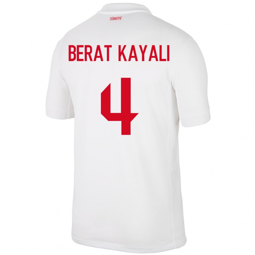 Kandiny Hombre Camiseta Turquía Hasan Berat Kayalı #4 Blanco 1ª Equipación 24-26 La Camisa Chile