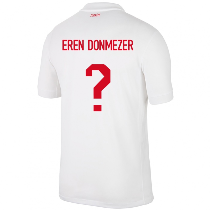 Kandiny Hombre Camiseta Turquía Deniz Eren Dönmezer #0 Blanco 1ª Equipación 24-26 La Camisa Chile