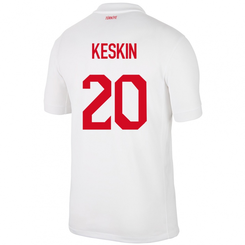 Kandiny Hombre Camiseta Turquía Elif Keskin #20 Blanco 1ª Equipación 24-26 La Camisa Chile