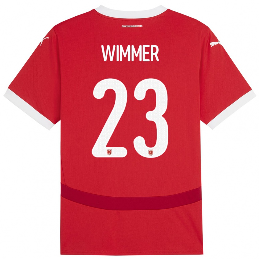 Kandiny Hombre Camiseta Austria Patrick Wimmer #23 Rojo 1ª Equipación 24-26 La Camisa Chile