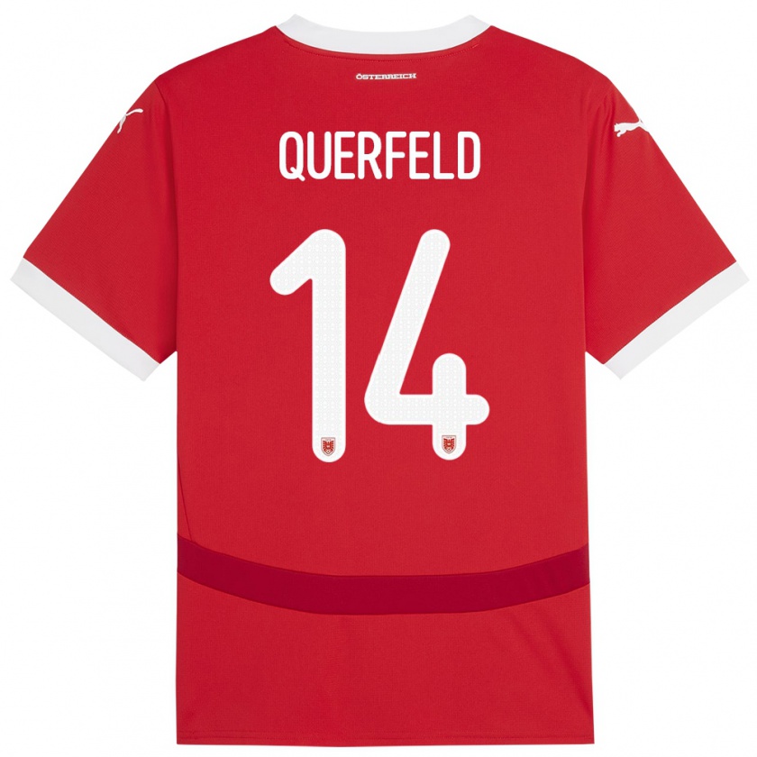 Kandiny Hombre Camiseta Austria Leopold Querfeld #14 Rojo 1ª Equipación 24-26 La Camisa Chile