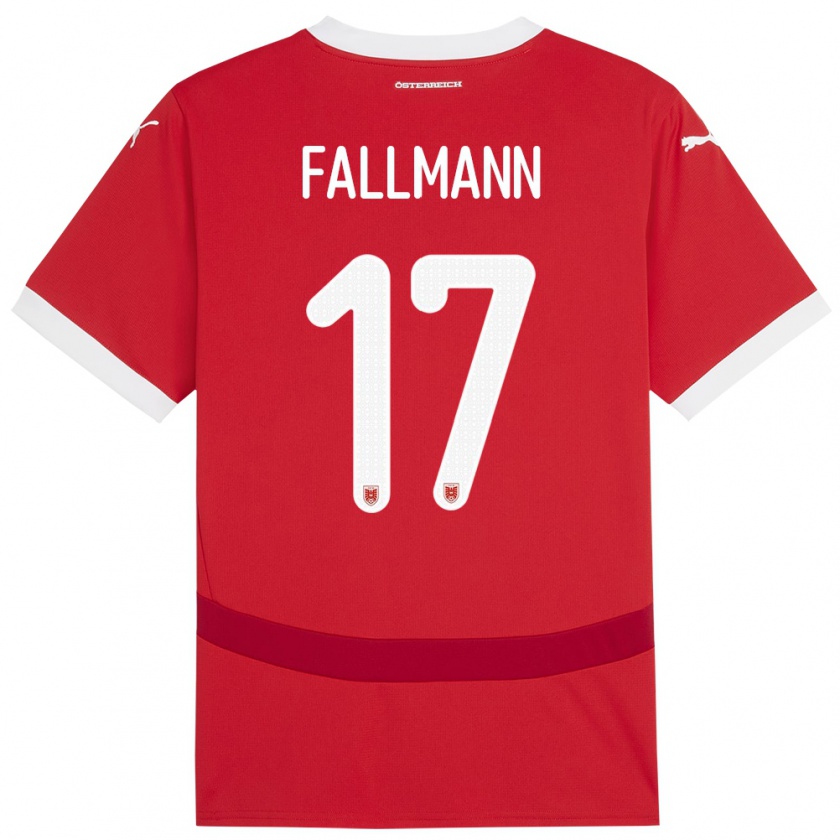 Kandiny Hombre Camiseta Austria Pascal Fallmann #17 Rojo 1ª Equipación 24-26 La Camisa Chile