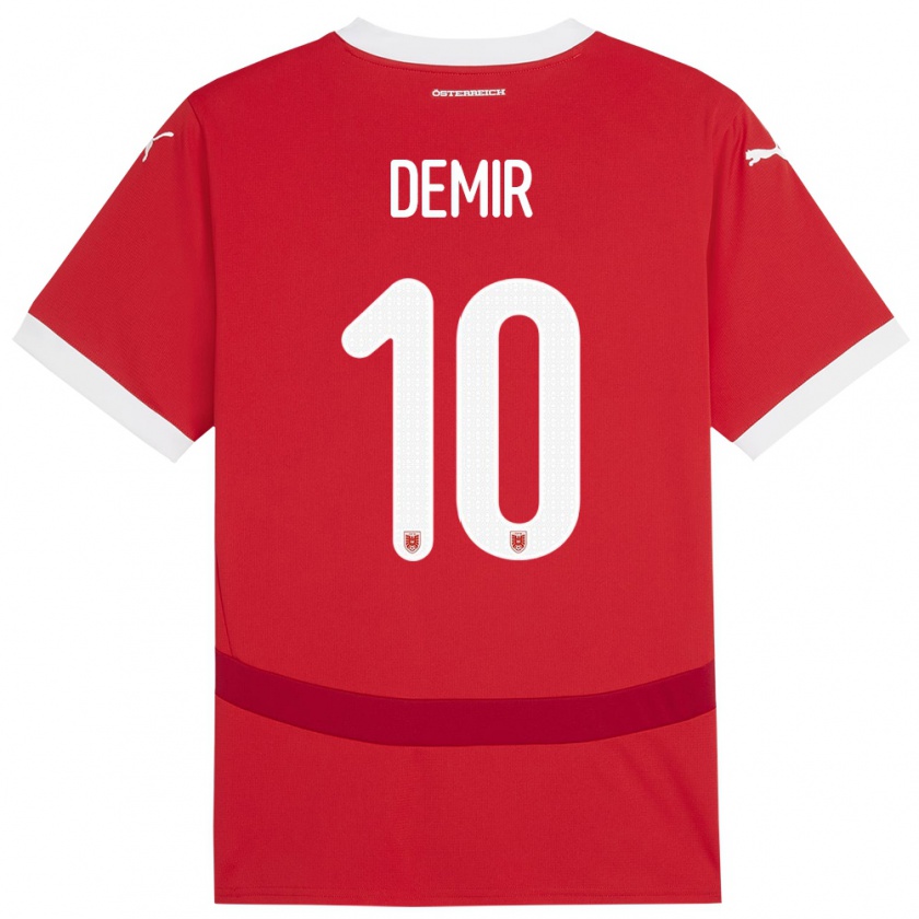 Kandiny Hombre Camiseta Austria Yusuf Demir #10 Rojo 1ª Equipación 24-26 La Camisa Chile