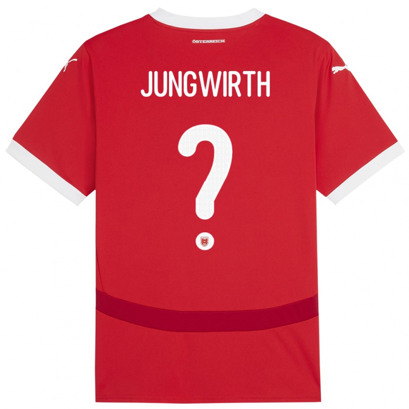 Kandiny Hombre Camiseta Austria Lukas Jungwirth #0 Rojo 1ª Equipación 24-26 La Camisa Chile