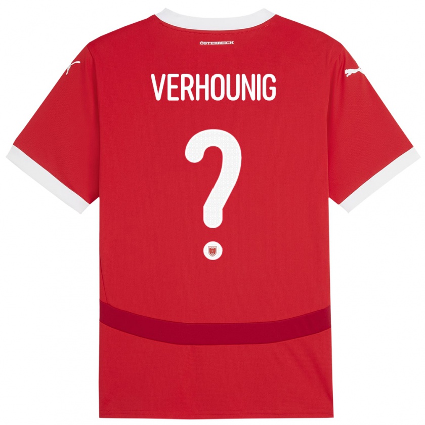 Kandiny Hombre Camiseta Austria Phillip Verhounig #0 Rojo 1ª Equipación 24-26 La Camisa Chile