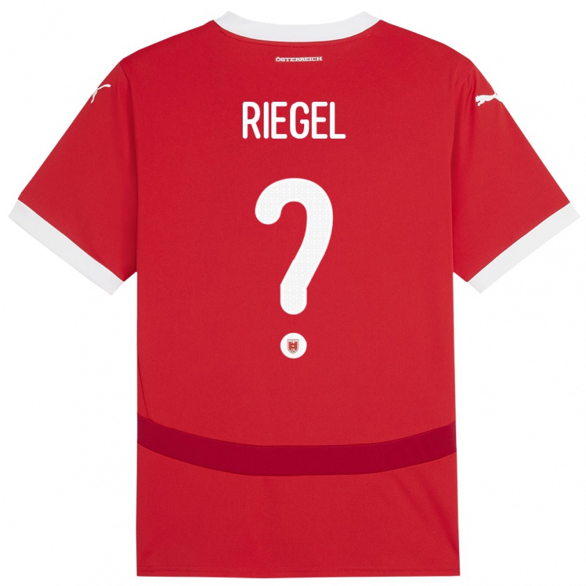 Kandiny Hombre Camiseta Austria Adrian Riegel #0 Rojo 1ª Equipación 24-26 La Camisa Chile