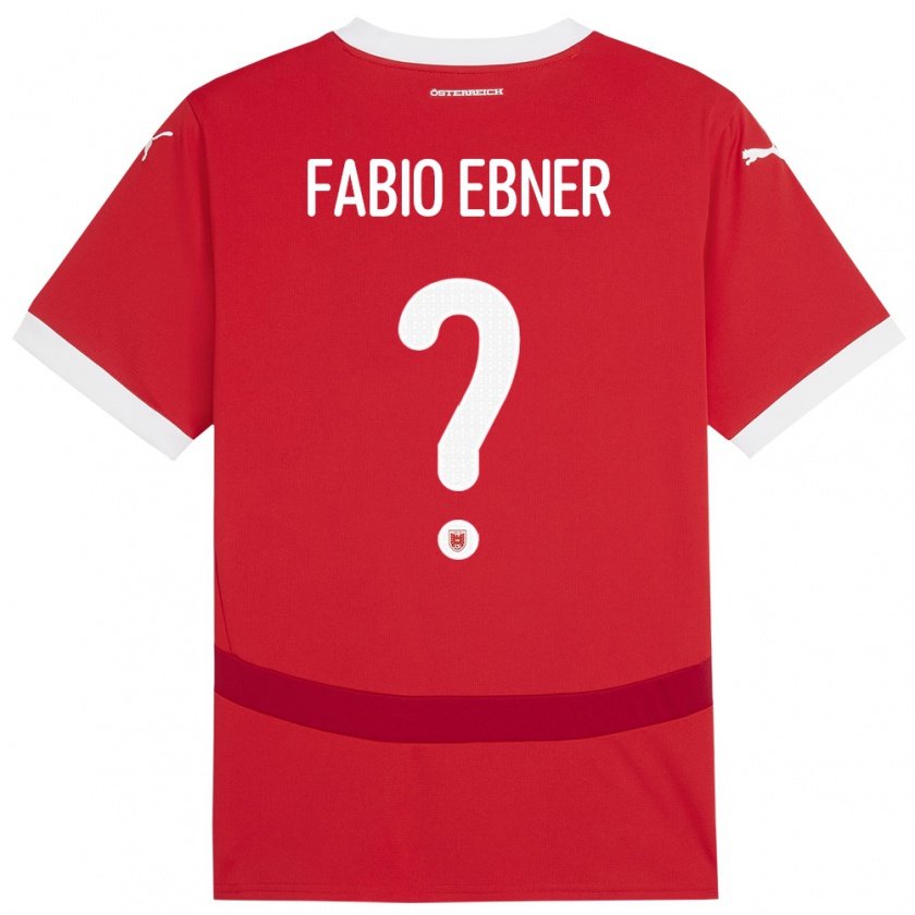 Kandiny Hombre Camiseta Austria Fabio Ebner #0 Rojo 1ª Equipación 24-26 La Camisa Chile