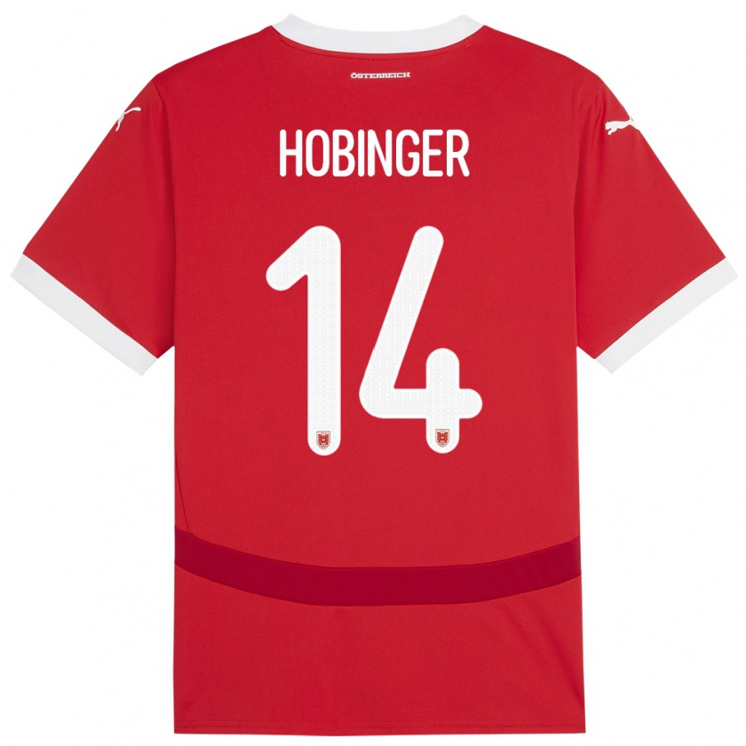 Kandiny Hombre Camiseta Austria Marie Höbinger #14 Rojo 1ª Equipación 24-26 La Camisa Chile