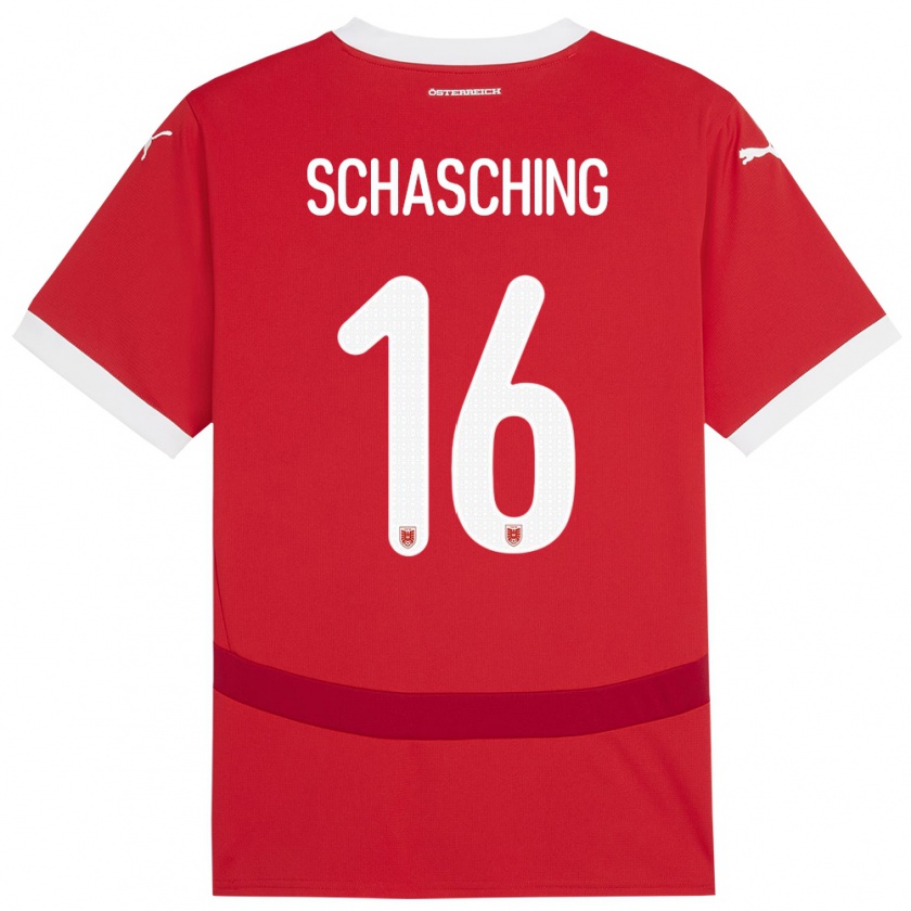 Kandiny Hombre Camiseta Austria Annabel Schasching #16 Rojo 1ª Equipación 24-26 La Camisa Chile