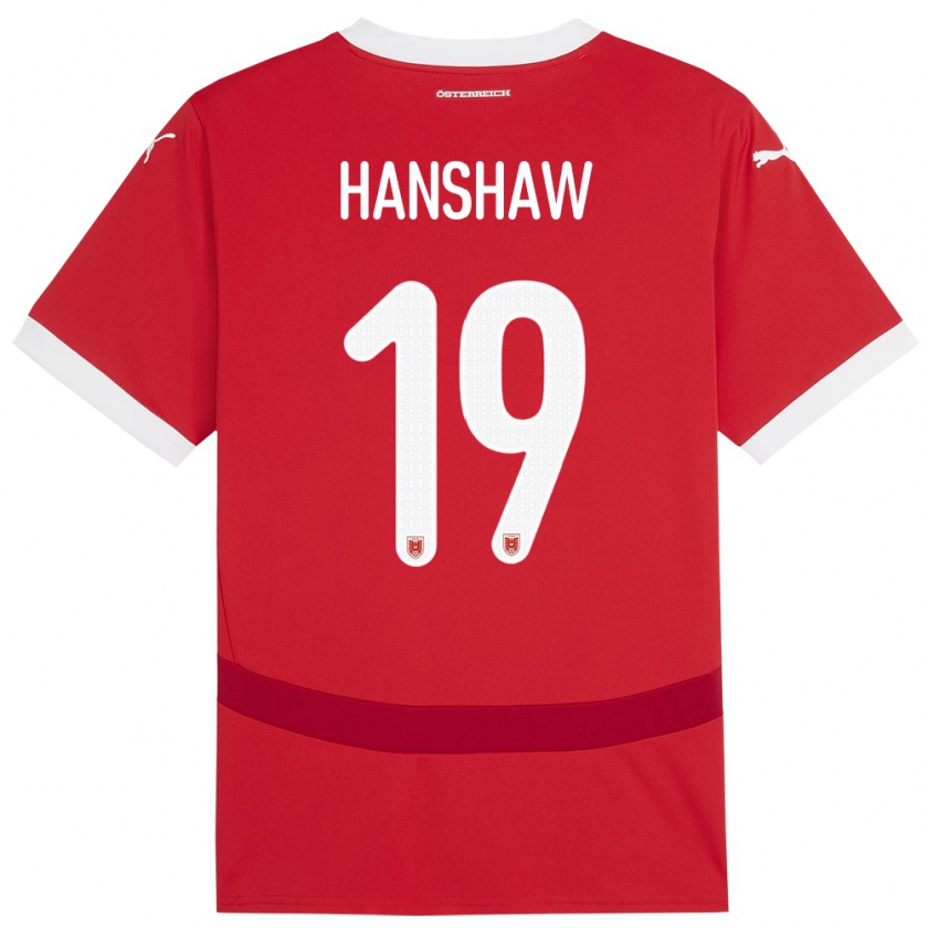 Kandiny Hombre Camiseta Austria Verena Hanshaw #19 Rojo 1ª Equipación 24-26 La Camisa Chile