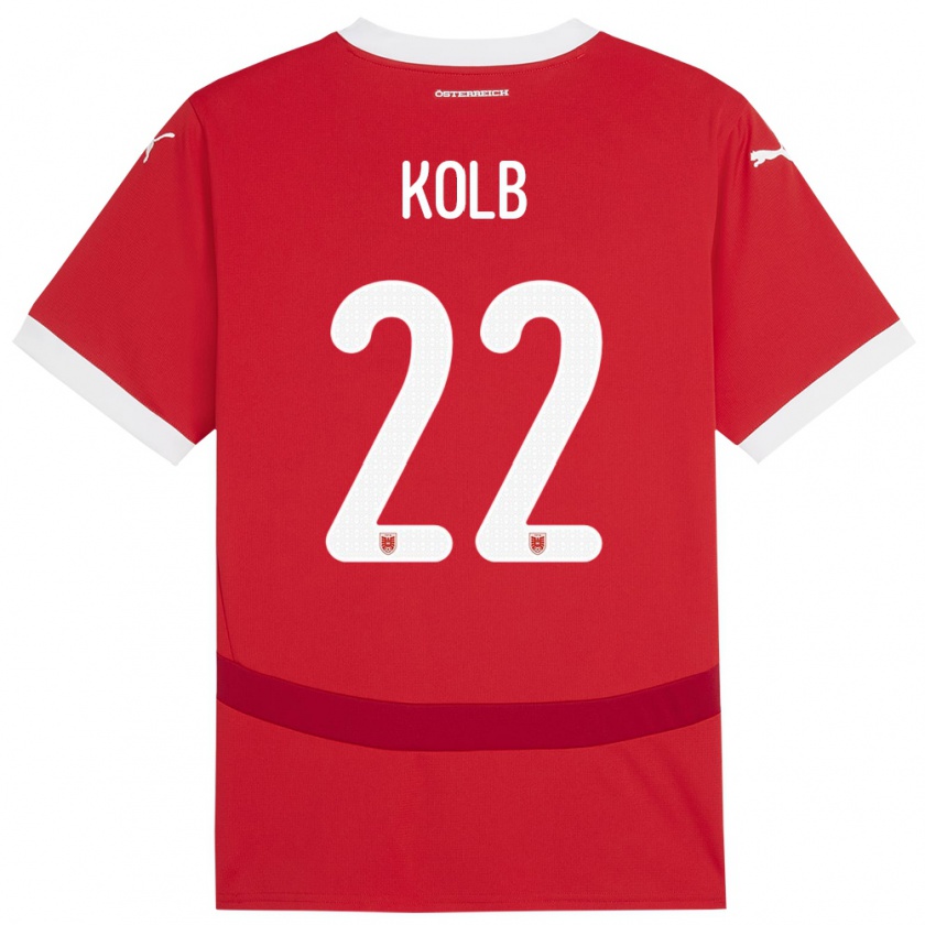 Kandiny Hombre Camiseta Austria Lisa Kolb #22 Rojo 1ª Equipación 24-26 La Camisa Chile