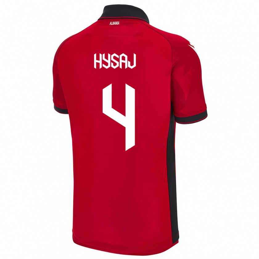 Kandiny Hombre Camiseta Albania Elseid Hysaj #4 Rojo 1ª Equipación 24-26 La Camisa Chile