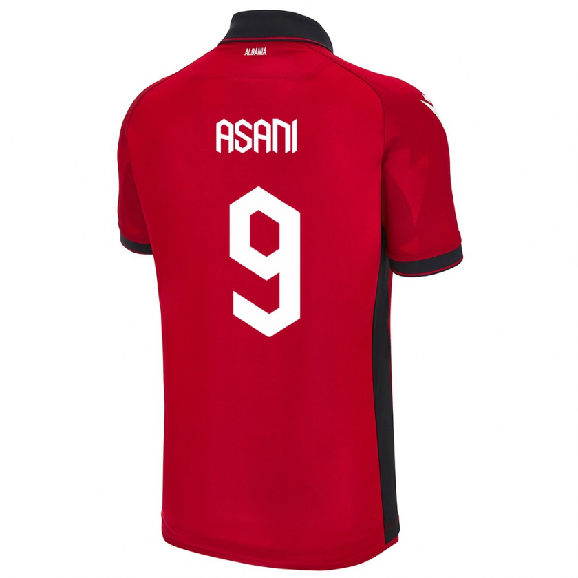 Kandiny Hombre Camiseta Albania Jasir Asani #9 Rojo 1ª Equipación 24-26 La Camisa Chile