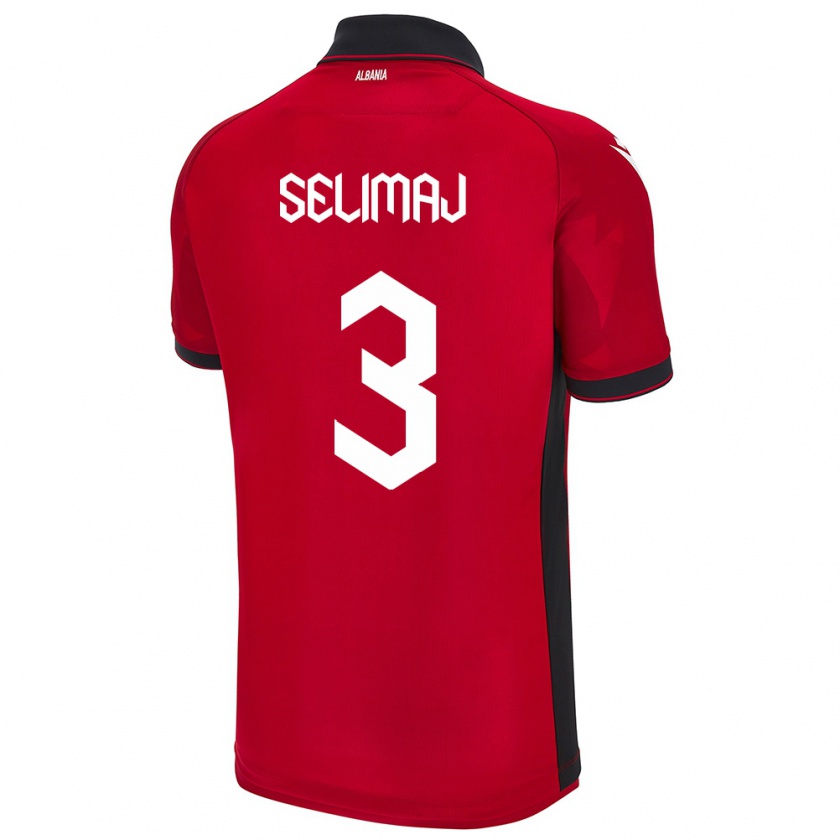 Kandiny Hombre Camiseta Albania Ermis Selimaj #3 Rojo 1ª Equipación 24-26 La Camisa Chile