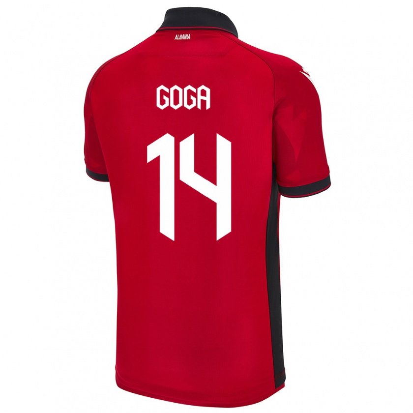 Kandiny Hombre Camiseta Albania Ergi Goga #14 Rojo 1ª Equipación 24-26 La Camisa Chile