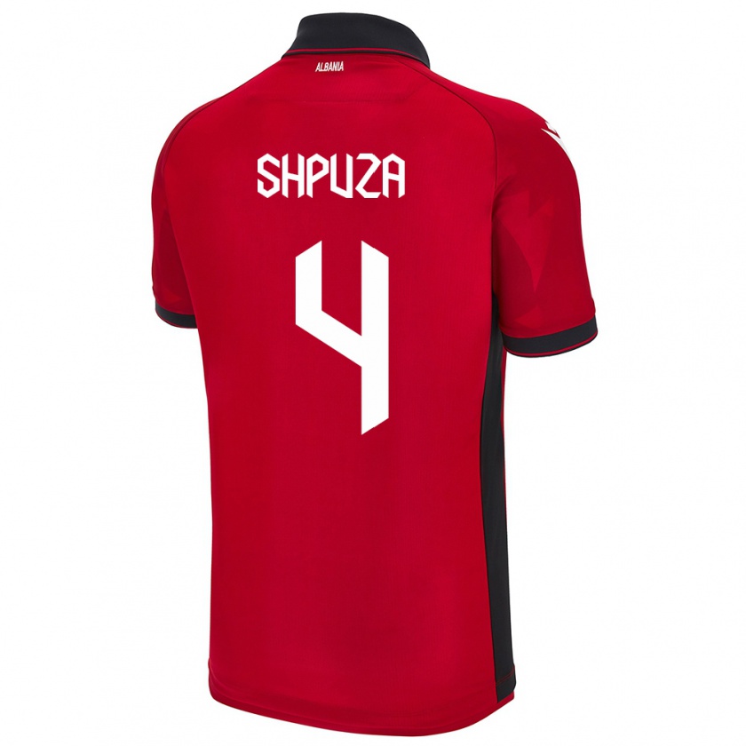 Kandiny Hombre Camiseta Albania Kleo Shpuza #4 Rojo 1ª Equipación 24-26 La Camisa Chile