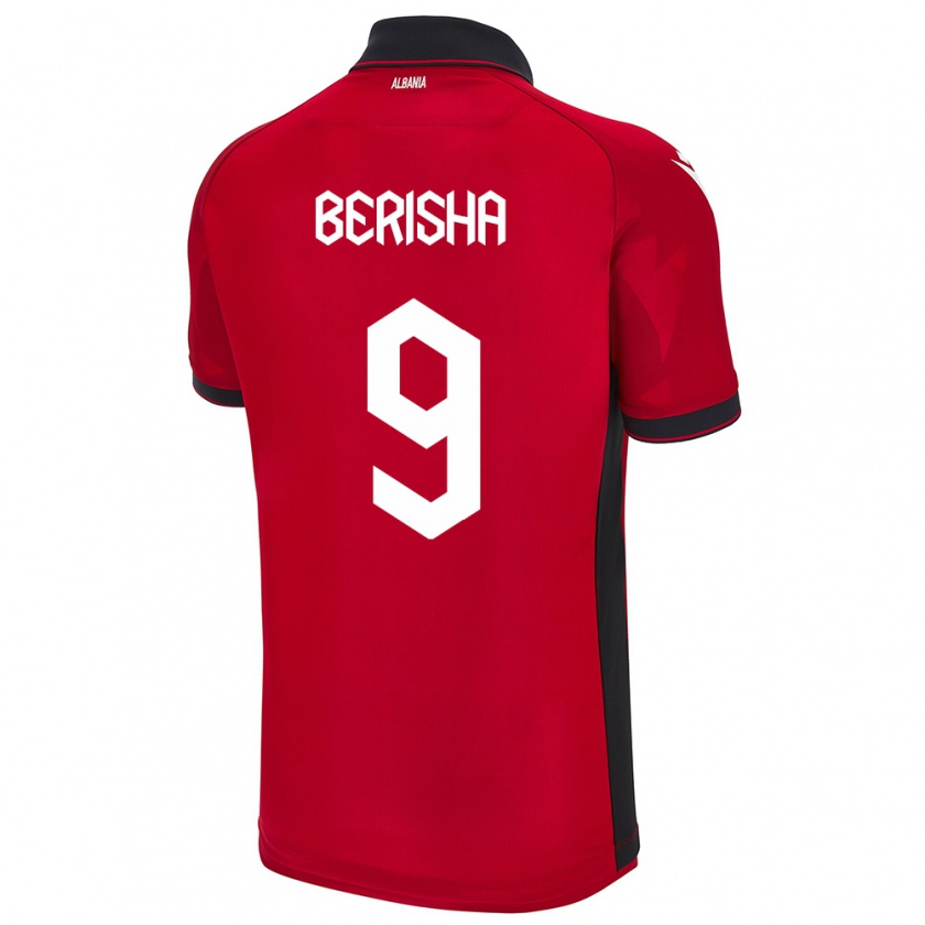 Kandiny Hombre Camiseta Albania Fortesa Berisha #9 Rojo 1ª Equipación 24-26 La Camisa Chile