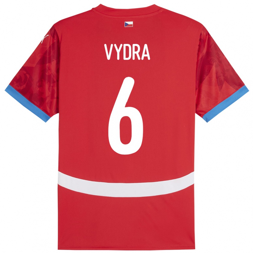 Kandiny Hombre Camiseta Chequia Patrik Vydra #6 Rojo 1ª Equipación 24-26 La Camisa Chile