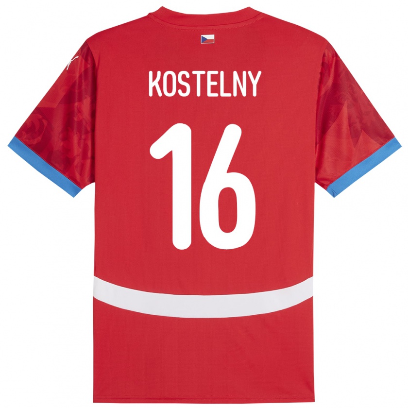 Kandiny Hombre Camiseta Chequia Krystof Kostelny #16 Rojo 1ª Equipación 24-26 La Camisa Chile