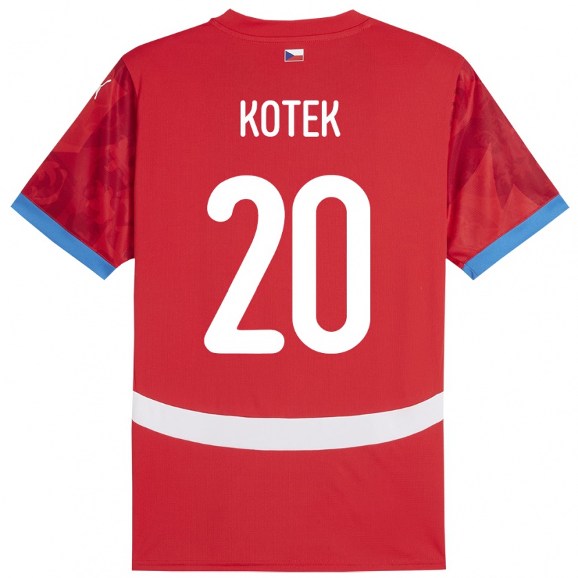 Kandiny Hombre Camiseta Chequia Tomas Kotek #20 Rojo 1ª Equipación 24-26 La Camisa Chile