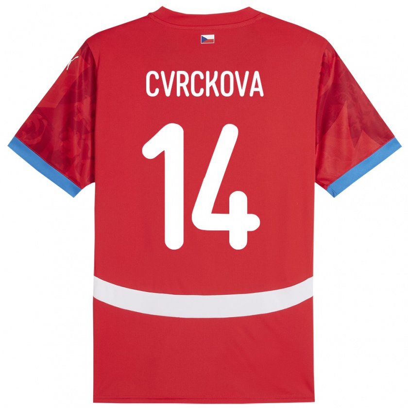 Kandiny Hombre Camiseta Chequia Klára Cvrčková #14 Rojo 1ª Equipación 24-26 La Camisa Chile