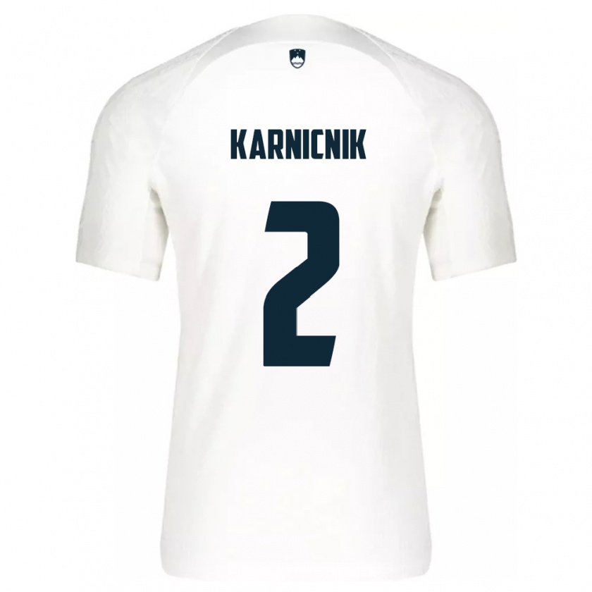 Kandiny Hombre Camiseta Eslovenia Zan Karnicnik #2 Blanco 1ª Equipación 24-26 La Camisa Chile