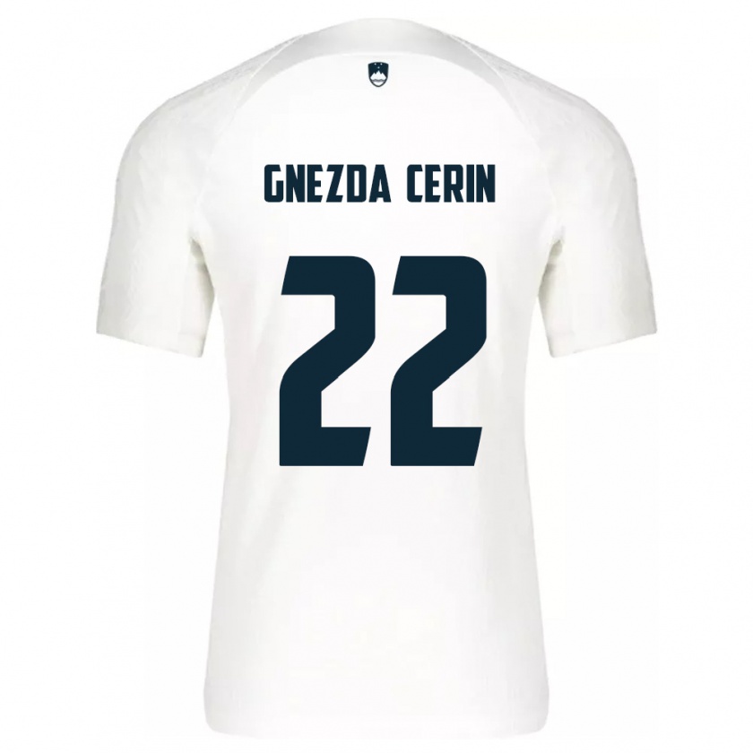 Kandiny Hombre Camiseta Eslovenia Adam Gnezda Cerin #22 Blanco 1ª Equipación 24-26 La Camisa Chile