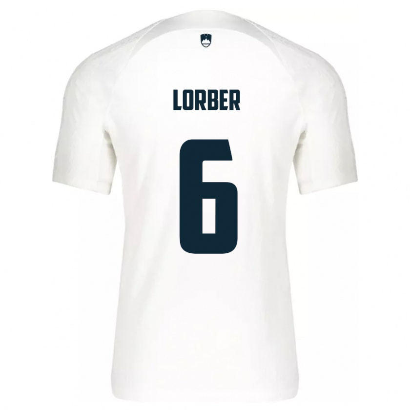 Kandiny Hombre Camiseta Eslovenia Marcel Lorber #6 Blanco 1ª Equipación 24-26 La Camisa Chile