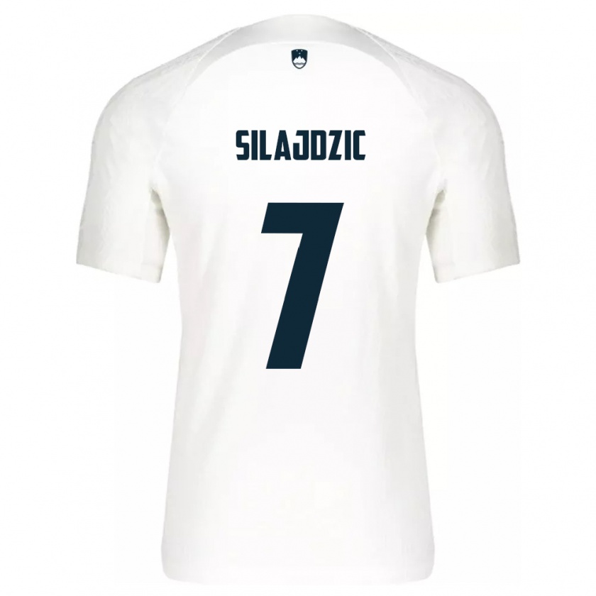 Kandiny Hombre Camiseta Eslovenia Riad Silajdzic #7 Blanco 1ª Equipación 24-26 La Camisa Chile