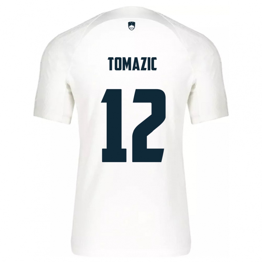 Kandiny Hombre Camiseta Eslovenia Lukas Tomazic #12 Blanco 1ª Equipación 24-26 La Camisa Chile