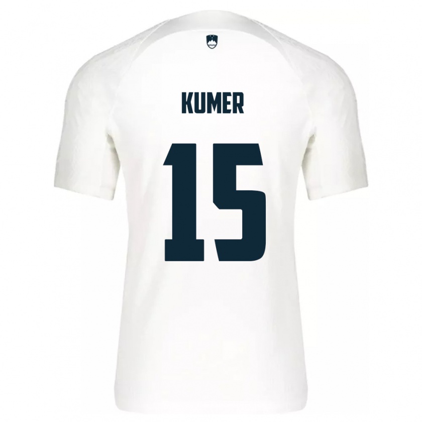 Kandiny Hombre Camiseta Eslovenia Alin Kumer #15 Blanco 1ª Equipación 24-26 La Camisa Chile